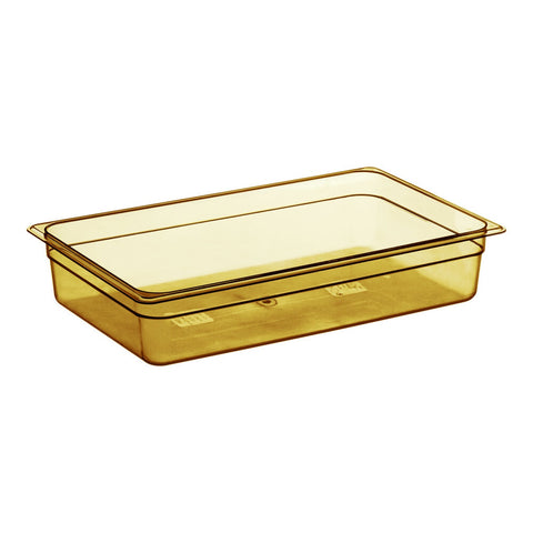 Cambro 14HP150 H-Pan Full Size Amber High Heat Plastic Food Pan, 4" Deep