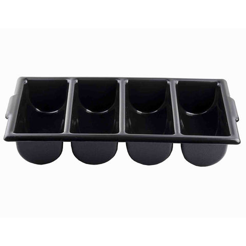 TableCraft Products 1524B Black 4-Compartment Cutlery Bin