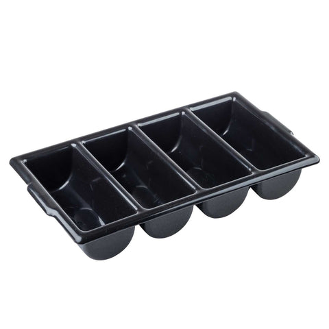 TableCraft Products 1524B Black 4-Compartment Cutlery Bin