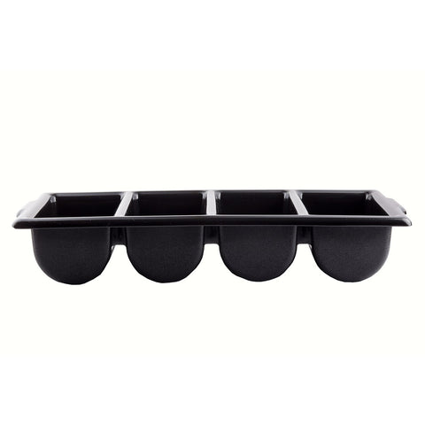 TableCraft Products 1524B Black 4-Compartment Cutlery Bin