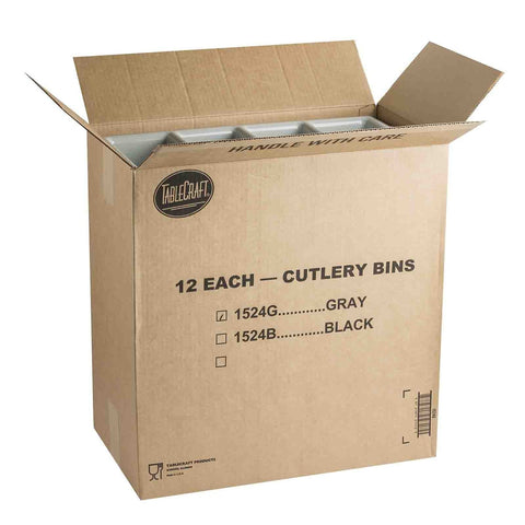 TableCraft Products 1524G Gray 4-Compartment HDPE Cutlery Bin