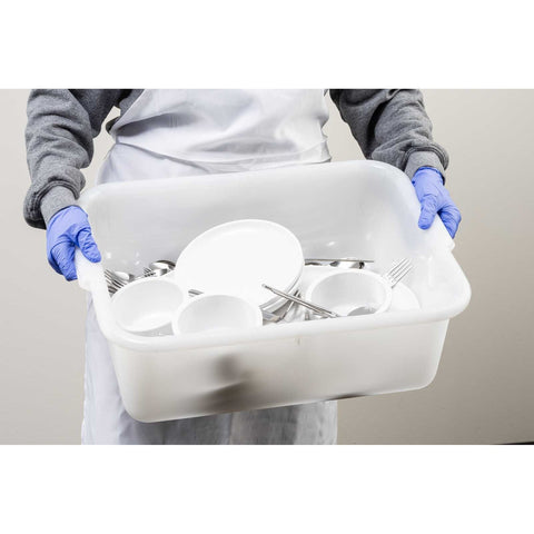 TableCraft Products 1537W 7" White HDPE Bus Tub / Tote Box