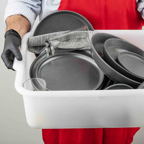 TableCraft Products 1537W 7" White HDPE Bus Tub / Tote Box