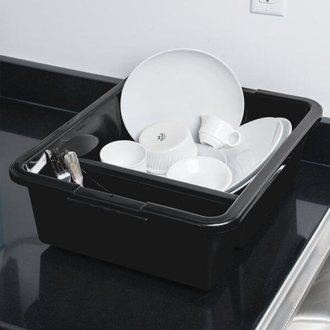 TableCraft 1547B 21" x 17" x 7" Black Heavy Duty Divided Polyethylene Bus Tub