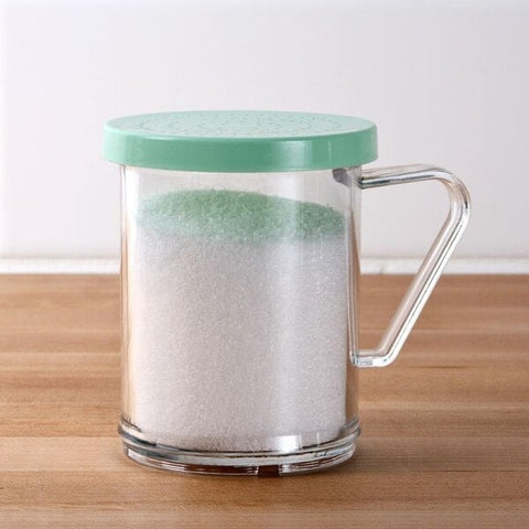 Tablecraft Products 166B Polycarbonate Dredge Shaker with Green Fine Lid, 10 oz