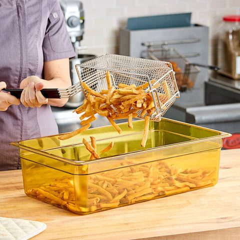 Cambro 16HP150 H-Pan Full Size Amber High Heat Plastic Food Pan, 6" Deep