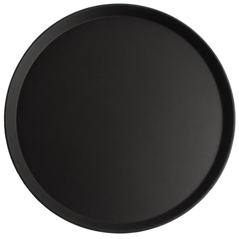 Cambro 1800CT110 Camtread 18" Round Black Non-Skid Fiberglass Serving Tray