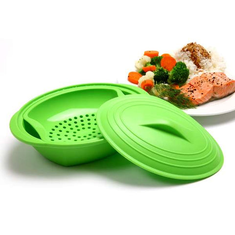 Norpro 180 Silicone Steamer with Insert, Green