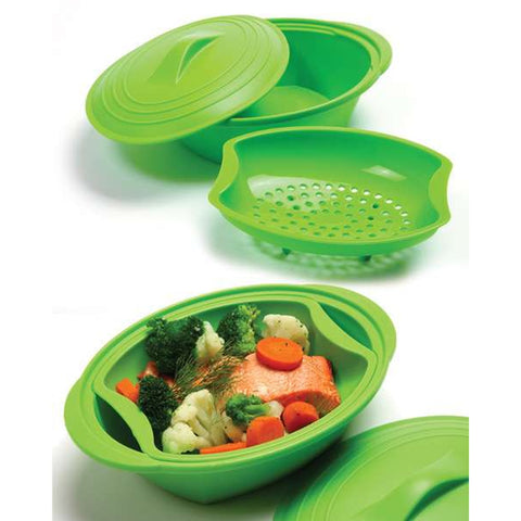 Norpro 180 Silicone Steamer with Insert, Green