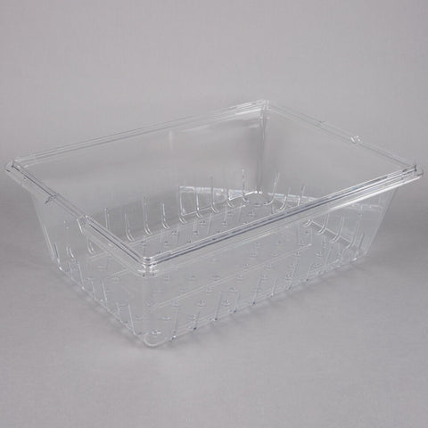 Cambro 18268CLRCW135 Camwear Full-Size 8" Deep Clear Polycarbonate Food Drain Box Colander