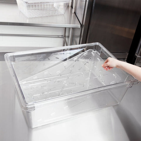 Cambro 1826DSCW135 Camwear Clear Polycarbonate Food Storage Box Drain Shelf