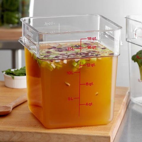 Cambro 18SFSCW135 CamSquares Classic 18 Qt. Clear Square Polycarbonate Food Storage Container