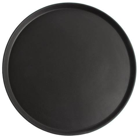 Cambro 1950CT110 Camtread 19 7/16" Round Black Satin Non-Skid Low Profile Serving Tray