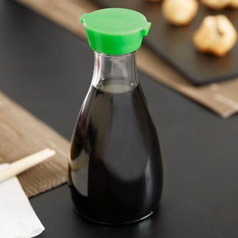 Town 19816 5 oz. Glass Green Top Soy Sauce Bottle