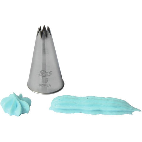 Ateco 19 Open Star Piping Tip - Stainless Steel Cake Decorating Tube