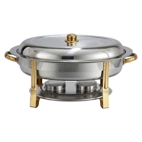 Winco 202 Malibu Collection 6 Quart Oval Chafer, Medium Weight