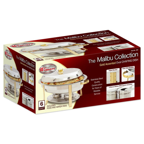 Winco 202 Malibu Collection 6 Quart Oval Chafer, Medium Weight