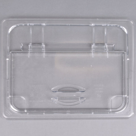 Cambro 20CWLN135 Camwear 1/2 Size Clear Polycarbonate FlipLid with Spoon Notch