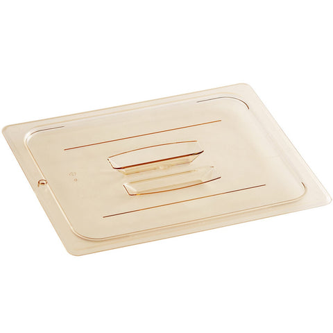 Cambro 20HPCH150 H-Pan 1/2 Size Amber High Heat Handled Flat Lid