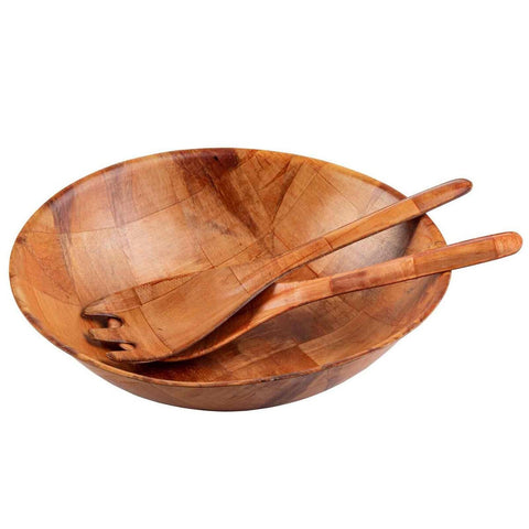TableCraft Products 212 - 12" Mahogany Round Woven Wood Salad Bowl