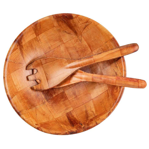 TableCraft Products 212 - 12" Mahogany Round Woven Wood Salad Bowl