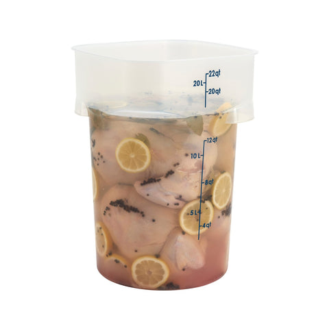 Cambro 22RFSPROPP190 CamRound FreshPro 22 qt Round Polypropylene Food Storage Container, Translucent