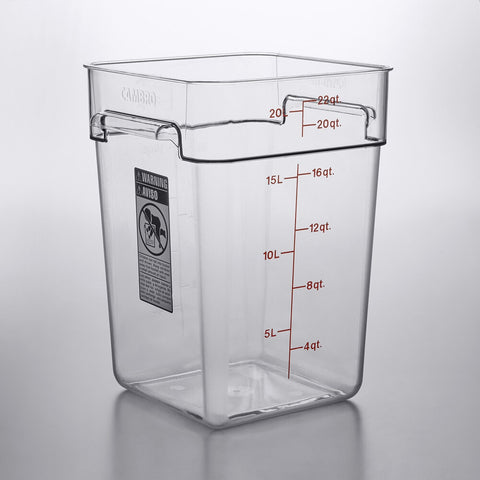 Cambro 22SFSCW135 CamSquares Classic 22 Qt. Clear Square Polycarbonate Food Storage Container