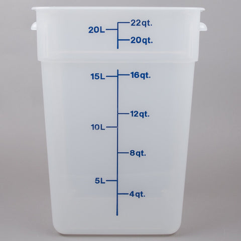 Cambro 22SFSPP190 - 22 Qt. Translucent Square Polypropylene Food Storage Container