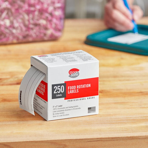 Cambro 23SLINB250 StoreSafe Blank Dissolvable Food Rotation Label Roll, 3" x 2"