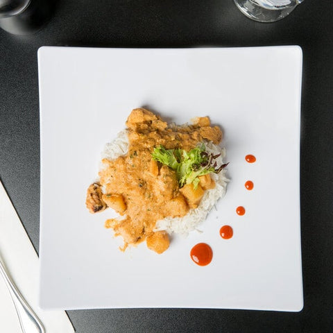 Thunder Group 24010WT Classic White 10" Square Flare Melamine Plate