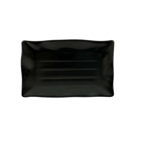 Thunder Group 24140BK 13-1/2" x 9-1/8" Wave Rectangular Melamine Plate, Black