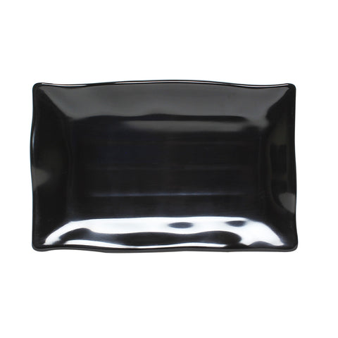 Thunder Group 24140BK 13-1/2" x 9-1/8" Wave Rectangular Melamine Plate, Black