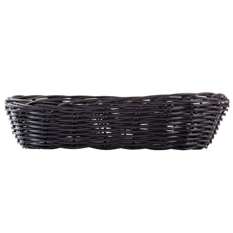 Tablecraft Products 2417 Oblong Black Woven Rattan Basket 9 x 3.5 x 2 in