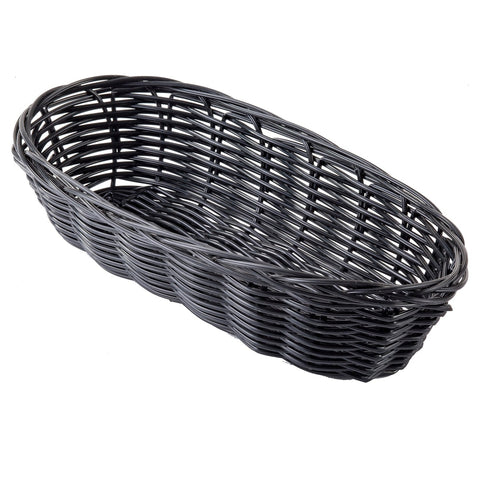 TableCraft Products 2417 Black Oblong Hand-Woven Polypropylene Serving Basket, 9" x 4" x 2"