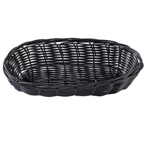 TableCraft Products 2417 Black Oblong Hand-Woven Polypropylene Serving Basket, 9" x 4" x 2"