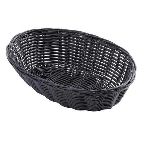 Tablecraft Products 2474 Handwoven Oval Basket, Black Polypropylene, 9 x 6 x 2.25 in