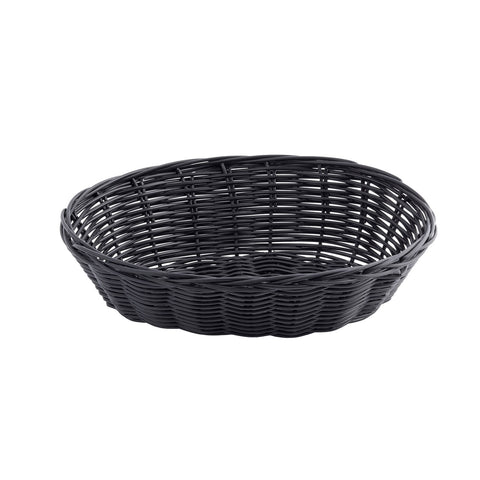 Tablecraft Products 2474 Black Oval Woven Polypropylene Basket, 9" x 6"