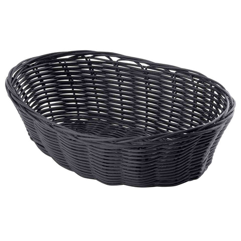TableCraft 2476 10" Black Oval Handwoven Polypropylene Basket