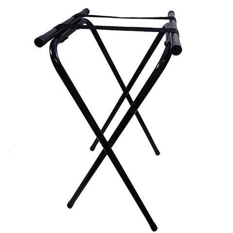 TableCraft 24BK Black Powder-Coated Metal Double Bar Tray Stand