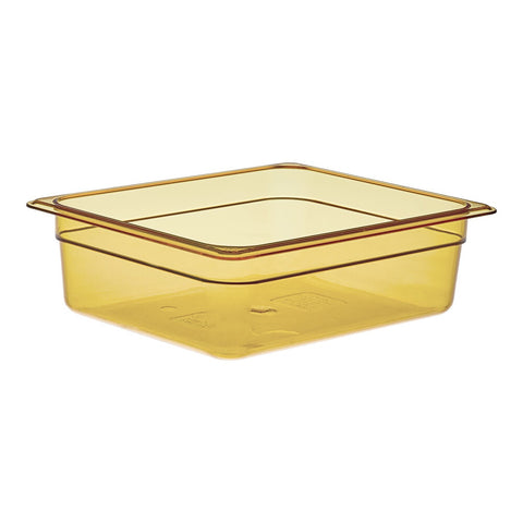 Cambro 24HP150 H-Pan 1/2 Size 4" Deep Amber High Heat Plastic Food Pan
