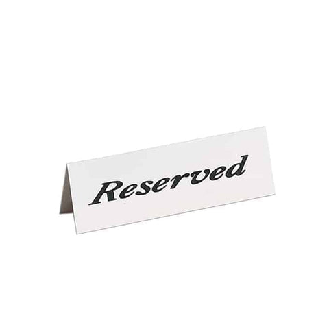 American Metalcraft 2600 Reserved Plastic Table Tent Sign, White/Black, 6" x 2"