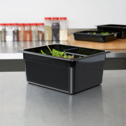 Cambro 26CW110 Camwear 1/2 Size Black Polycarbonate Food Pan, 6" Deep
