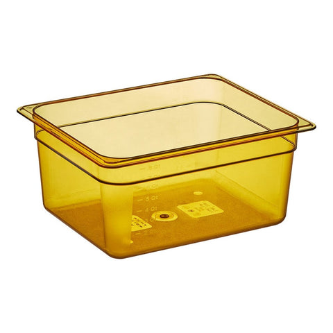 Cambro 26HP150 H-Pan 1/2 Size Amber High Heat Plastic Food Pan, 6" Deep