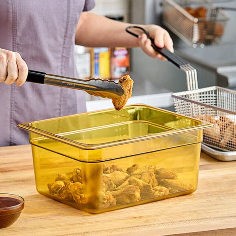Cambro 26HP150 H-Pan 1/2 Size Amber High Heat Plastic Food Pan, 6" Deep