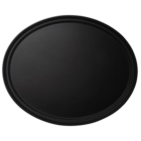 Cambro 2700CT138 Camtread Oval Serving Tray 26 7/8" x 22" Tavern Tan Non-Skid