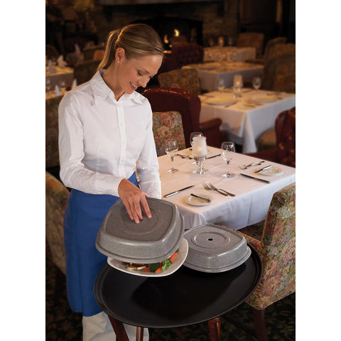 Cambro 2700CT138 Camtread Oval Serving Tray 26 7/8" x 22" Tavern Tan Non-Skid