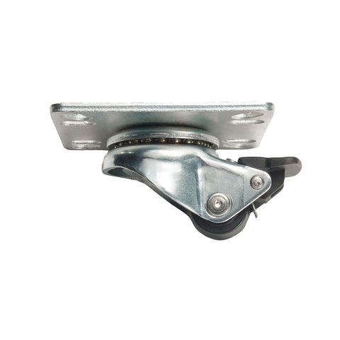 Krowne Metal 28-109S 2" Ultra Low Profile Universal Plate Caster with Front Brake, 1" Wheel, Set of 4