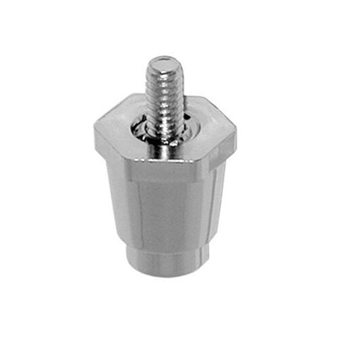 AllPoints 281125 Chrome Plastic 1" Adjustable Equipment Leg with Round Foot and 1/4"-20 Stud Mount
