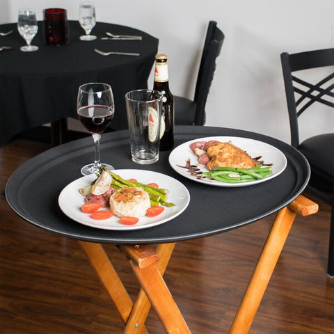 Cambro 2900CT110 Camtread Non-Skid Oval Serving Tray, 29" x 24\" Black