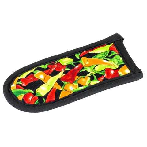 Lodge 2HHMC2 Hot Handle Mitt Set with Multi-Color Pepper Print on Black, Set of 2